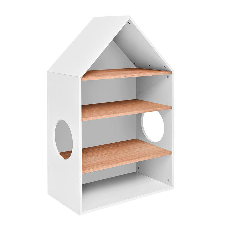 BÜCHERREGAL Weiß und Holz - Weiß, Holzwerkstoff (74/120/40cm) - Petits-meubles