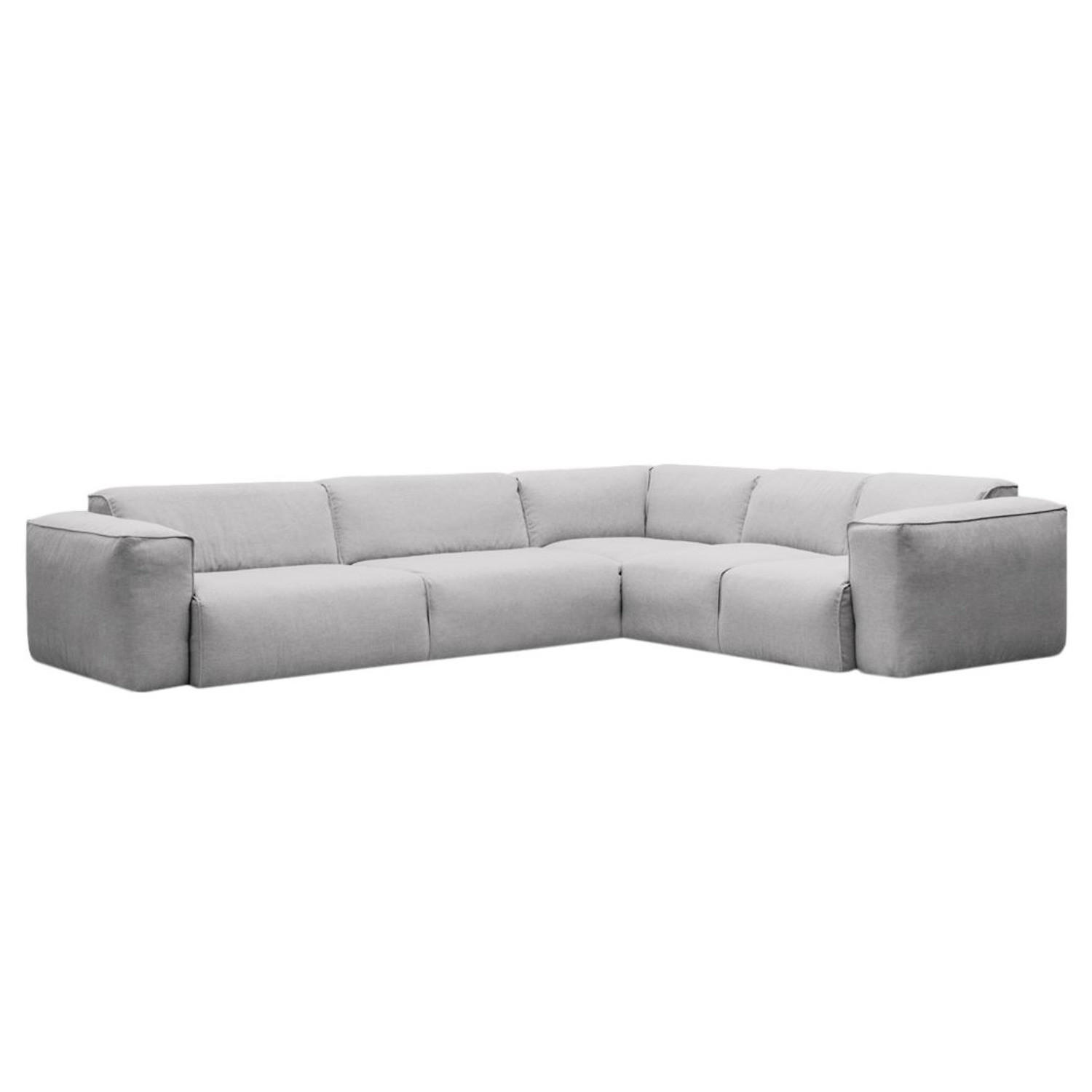 ECKSOFA mit Rundecke - Hellgrau/Schwarz, Kunststoff/Textil (325/260cm) - home24