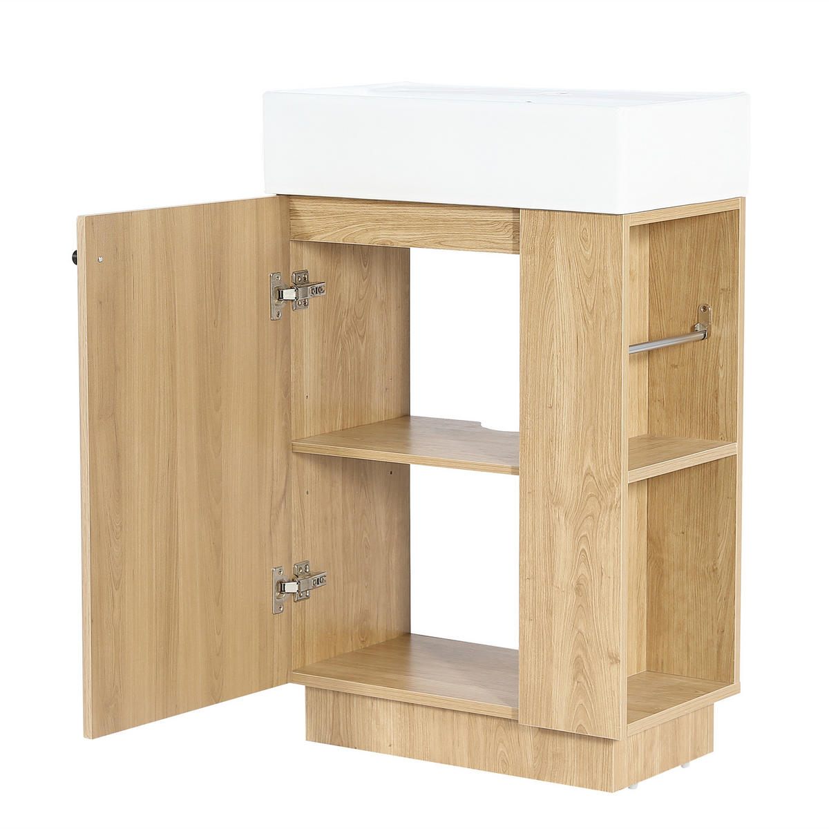 BADEZIMMERSCHRANK Waschbeckenunterschrank Rillenoptik Keramik 55cm - Naturfarben, Keramik (55/87/32cm) - FLIEKS