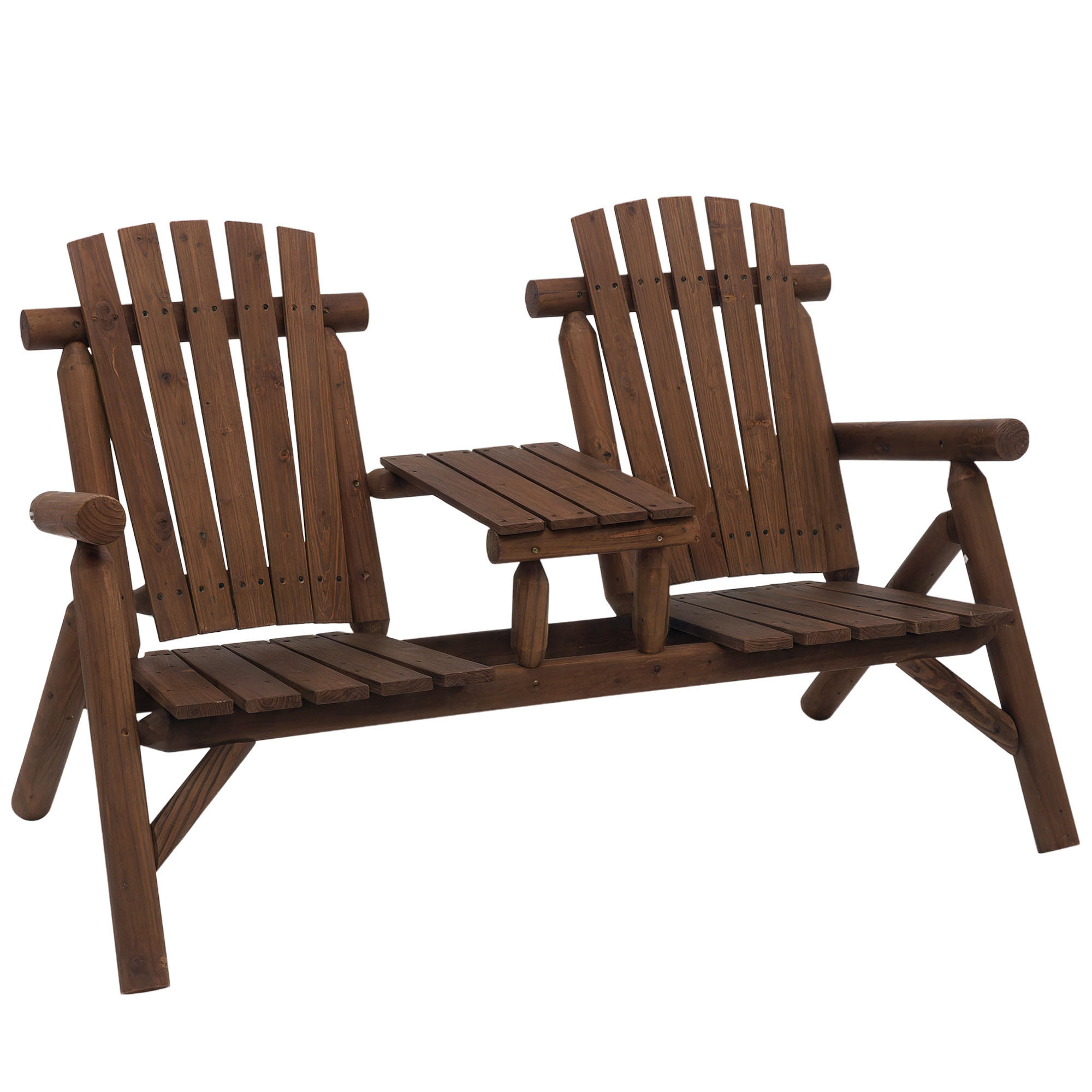 GARTENBANK MIT TISCH DE-08298 Sitzgruppe aus Massivholz, 2 Sitzplätze Braun - Braun, Holz (157/103/88cm) - ComfortXL
