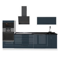 KUHINJA Fame-Line, Temno modra z visokim sijajem/Bela, 280 cm, DP Antracit - bela/temno modra, leseni material (280/153.6/60cm) - Vicco