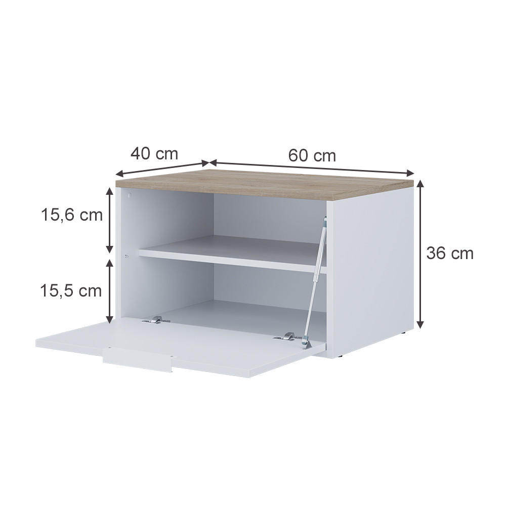 KOMMODE Betti Weiß/Sonoma 60 x 36 cm mit Türen - Weiß/Sonoma Eiche, Holzwerkstoff (60/36/40cm) - Vicco