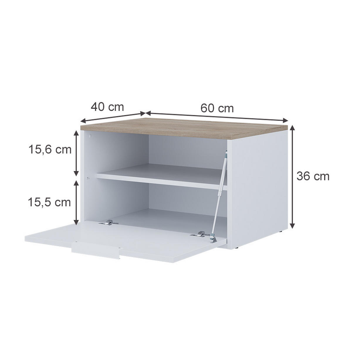 KOMMODE Betti Weiß/Sonoma 60 x 36 cm mit Türen - Weiß/Sonoma Eiche, Holzwerkstoff (60/36/40cm) - Vicco
