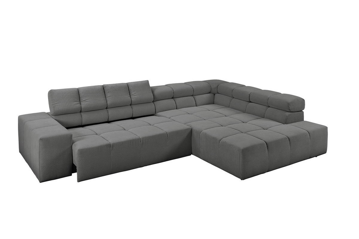 ECKSOFA MIT MOTORISCHEM SITZVORZUG NEVADA Anthrazit Cord - Anthrazit/Schwarz, Kunststoff/Textil (319/215cm) - KAWOLA