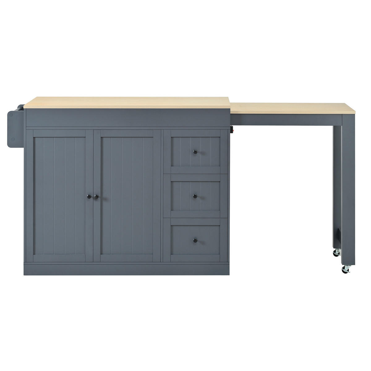 KÜCHENINSEL mit ausziehbarer Arbeitsplatte 112-186,8 x 45 x 93 cm MDF Grau - Grau, Holz (45/93/130cm) - Beauniv