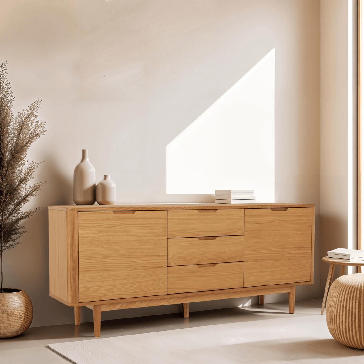 SIDEBOARD Eiche massiv - Eichefarben/Braun, Holz/Holzwerkstoff (180/75/45cm) - Furnhouse