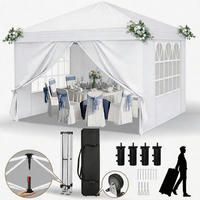 FALTPAVILLON 3 x 3 m weiß mit 4 Seitenteilen, Pop-Up One-Touch - Weiß, Textil (300/255/300cm)