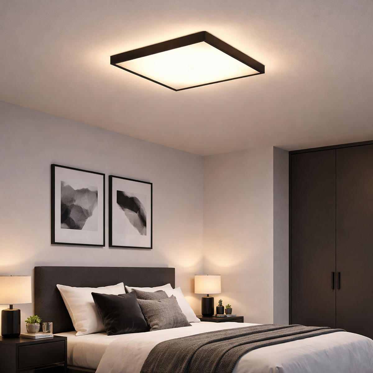 LED DECKENLEUCHTE Backlight Schwarz - Schwarz, Kunststoff (42.2/42.2/4cm) - Briloner