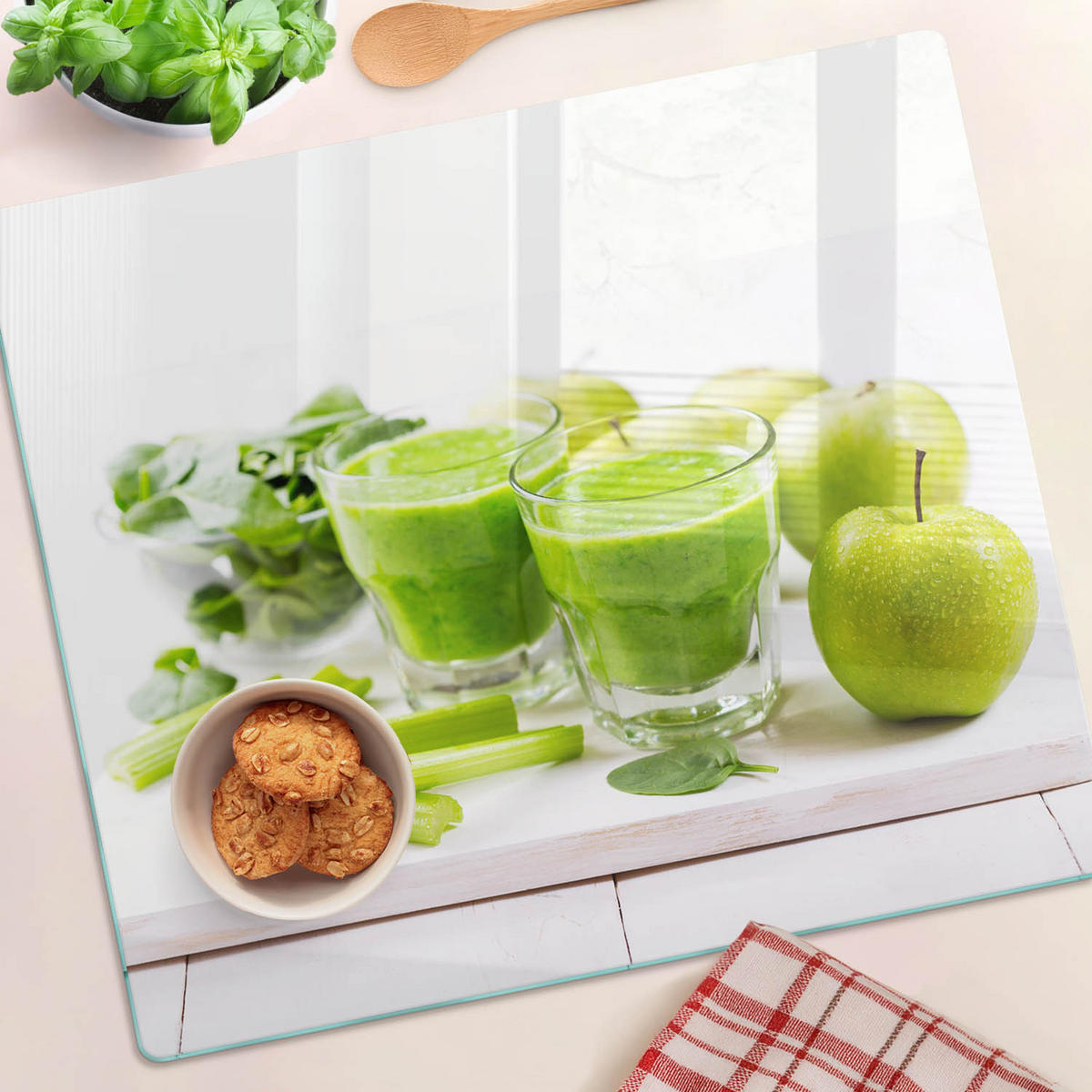 GLASPLATTE 60x52 cm Grüner Cocktail - Grün, Glas (60/0.4/52cm) - TULUP