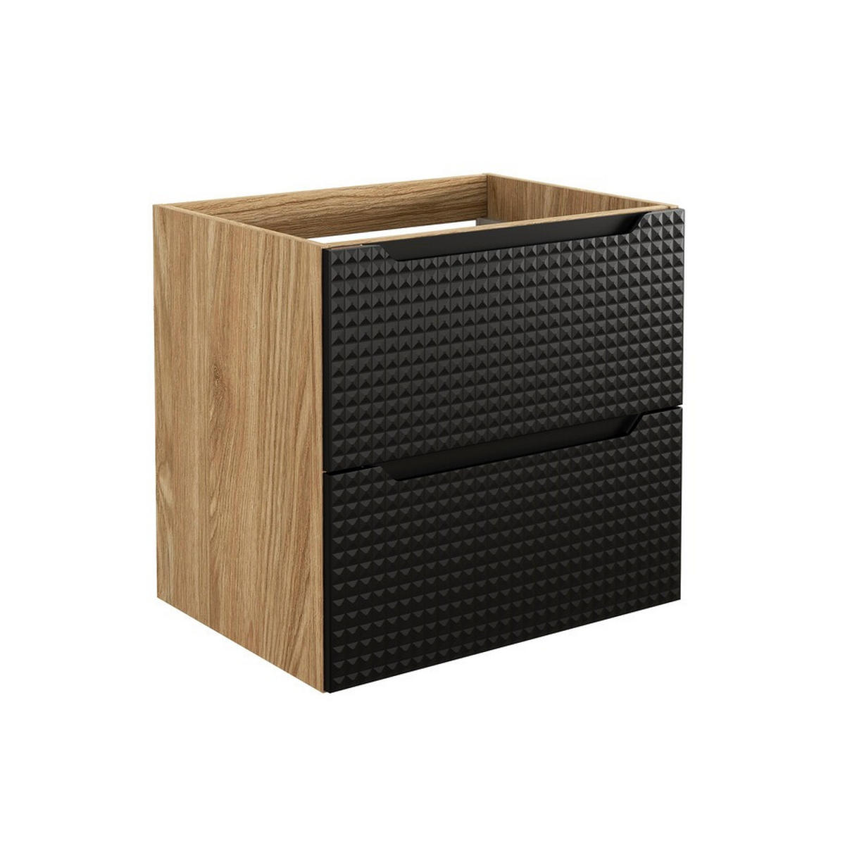BADMÖBEL-SET 5 Teile - Luxor Black L BM108 in Schwarz/Geölte Eiche - Eichefarben/Schwarz, Holz (90/170/46cm)
