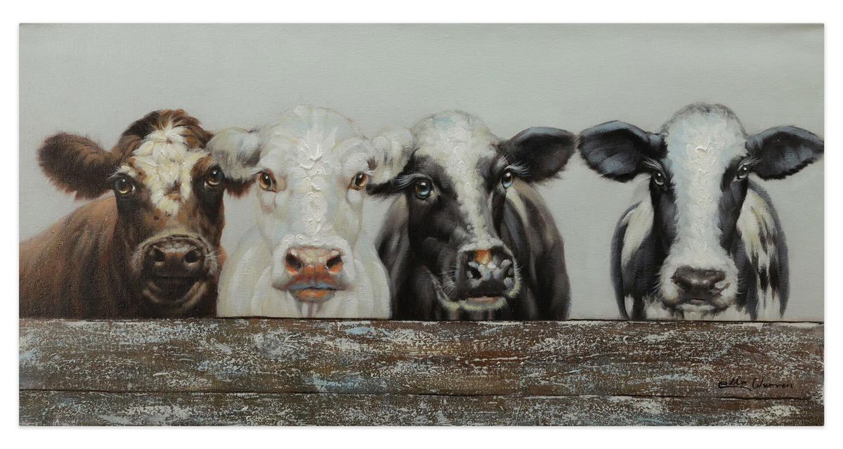 ÖLGEMÄLDE 100/50 cm - Schwarz/Weiß, Holz/Textil (1.5/50cm) - KUNSTLOFT