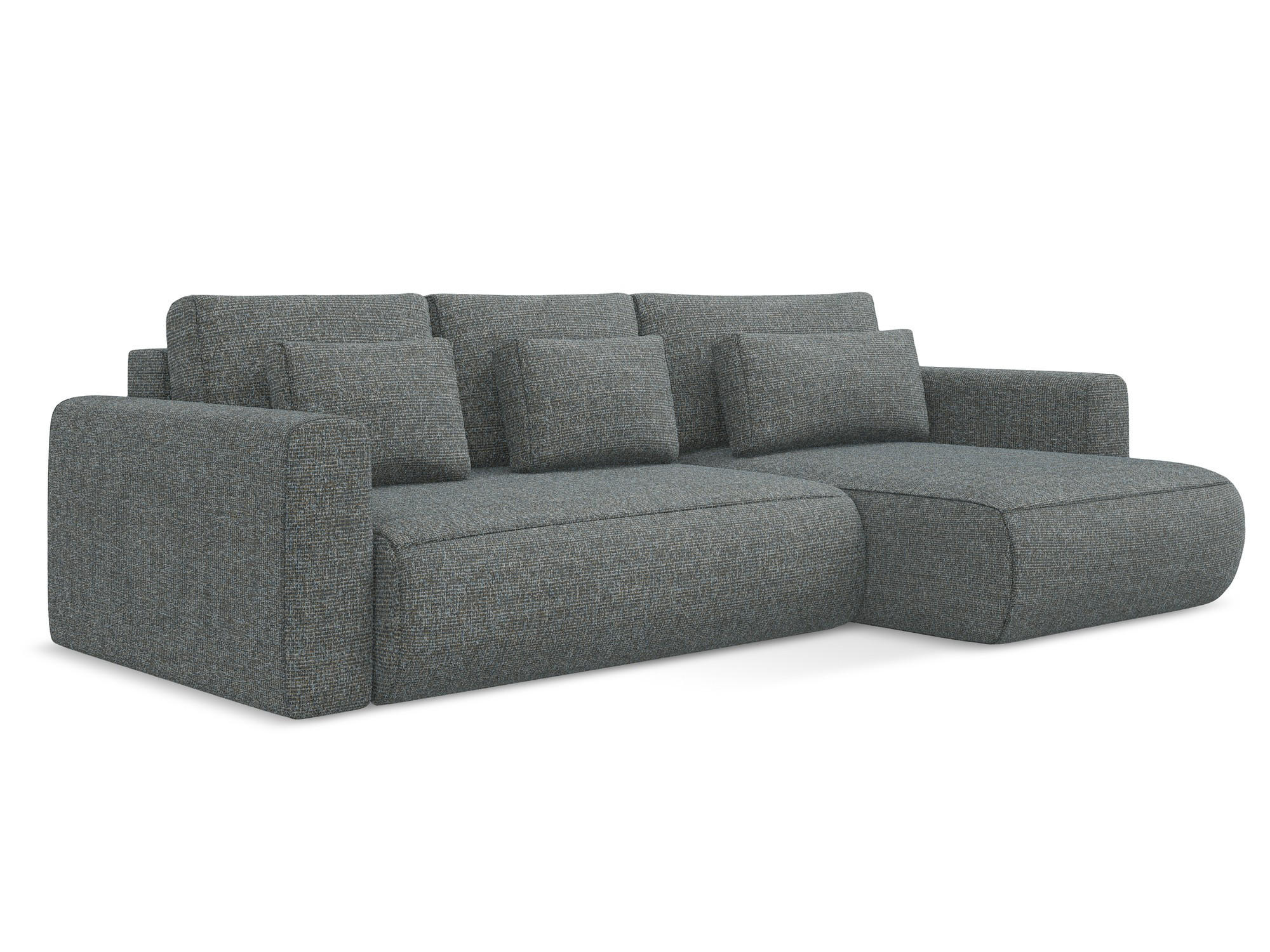 ECKSOFA mit Schlaffunktion Strukturstoff Stoff Grau - Dunkelgrau/Schwarz, Kunststoff/Textil (278/149cm) - Makamii