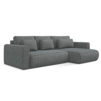 ECKSOFA mit Schlaffunktion Strukturstoff Stoff Grau - Dunkelgrau/Schwarz, Kunststoff/Textil (278/149cm) - Makamii