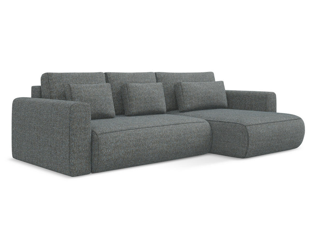 ECKSOFA mit Schlaffunktion Strukturstoff Stoff Grau - Dunkelgrau/Schwarz, Kunststoff/Textil (278/149cm) - Makamii