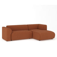 ECKSOFA Melani Kupferfarbe Webstoff - Rechts Seite - Schwarz/Kupferfarben, Holz/Holzwerkstoff (162/256cm) - Maison de Reve