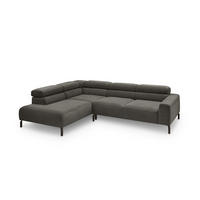 ECKSOFA MIT MOTORISCHEM SITZVORZUG DELIA Anthrazit Cord - Anthrazit/Schwarz, Textil/Metall (276/219cm) - KAWOLA