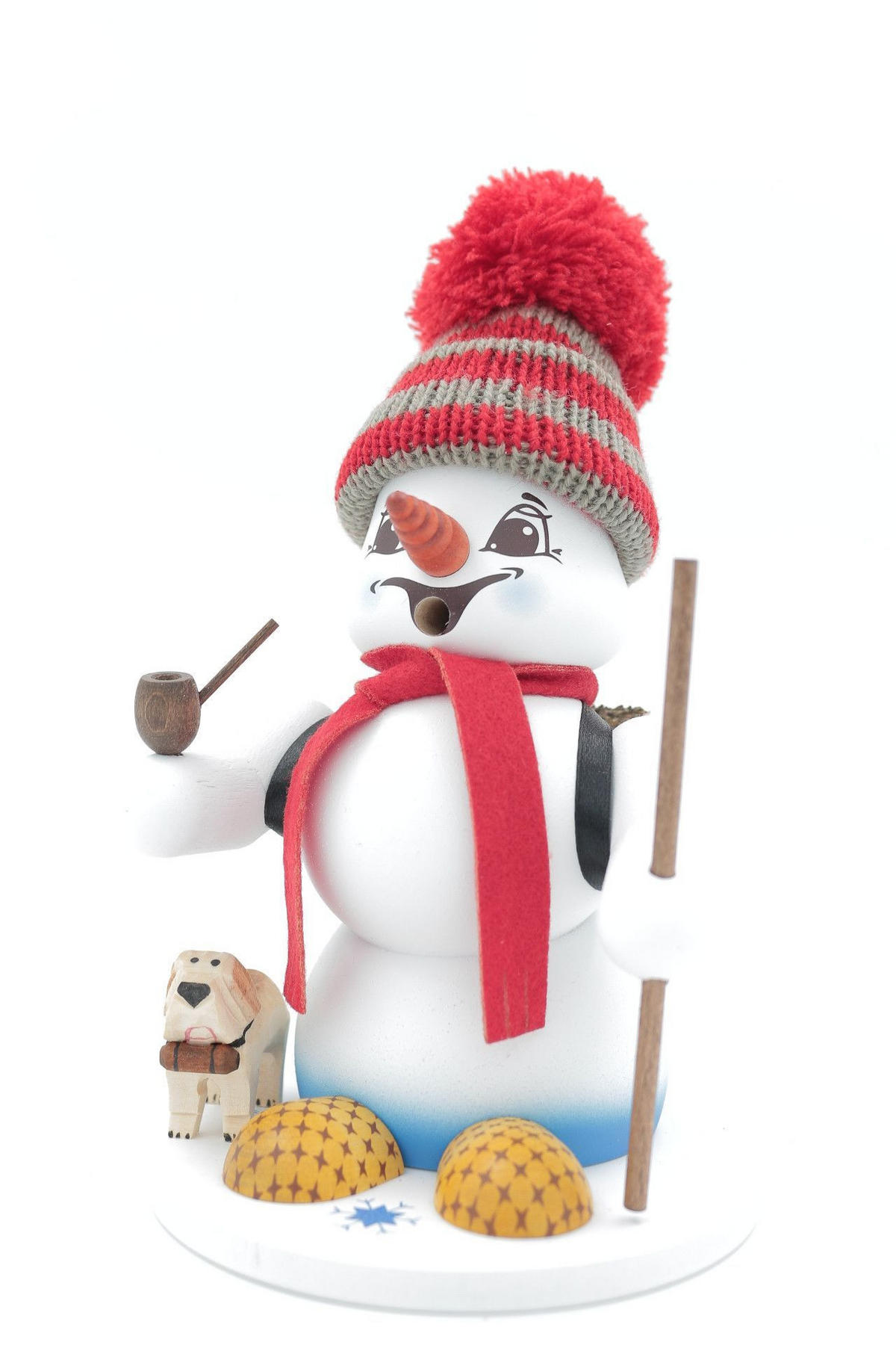 RAUCHFIGUR Schneemann Weiß Schneemann mit Hund 19 cm - Multicolor, Holz (15/19/0.1cm)