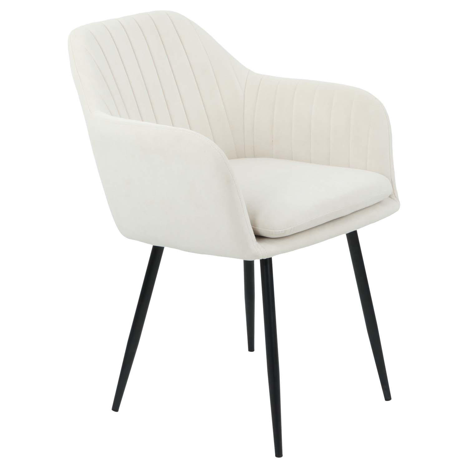 SESSELSTUHL Lia - Samtvelour Creme - Creme/Schwarz, Textil/Metall (56/80/62cm) - Möbel Stellbrink