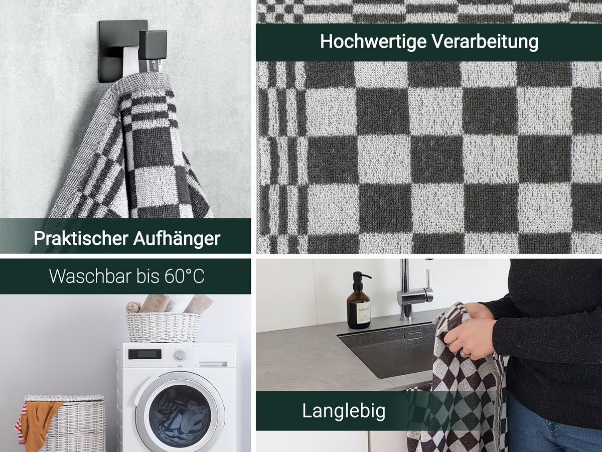 GESCHIRRTÜCHER, 4er-Set, 50x50 cm, 100% Baumwolle, Grau - Anthrazit, Textil (50/50cm) - Zollner