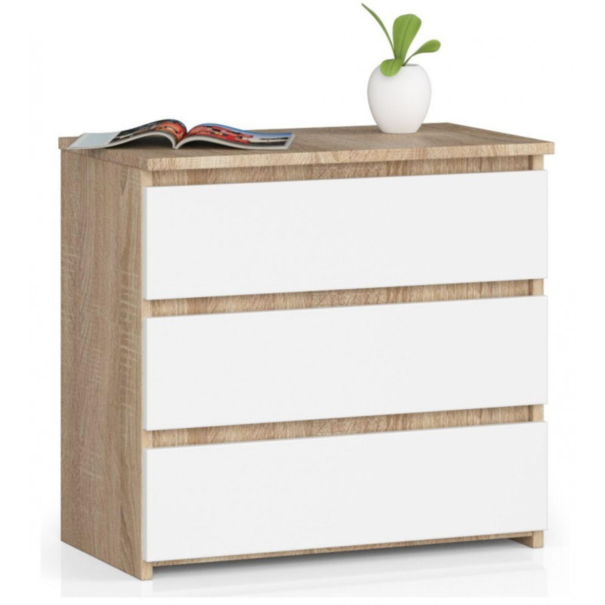 Akord Nachtschrank Sonoma Eiche, Weiß 60x57x35 cm