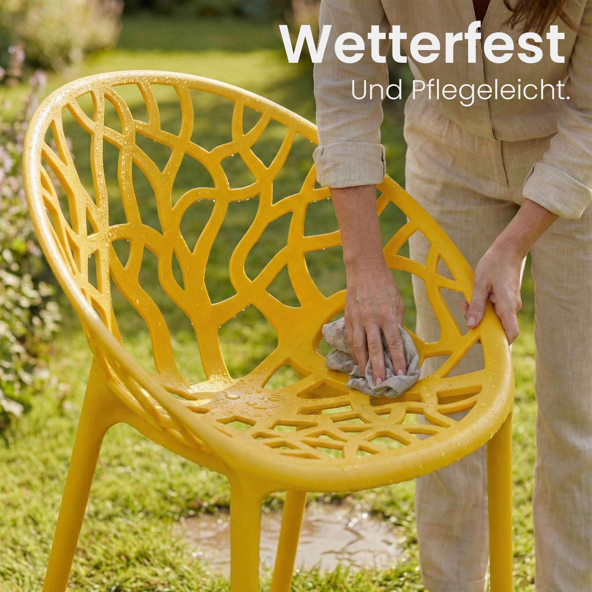 GARTENSTUHL Kunststoff Gelb - Gelb, Kunststoff (59/80/60cm) - CLP