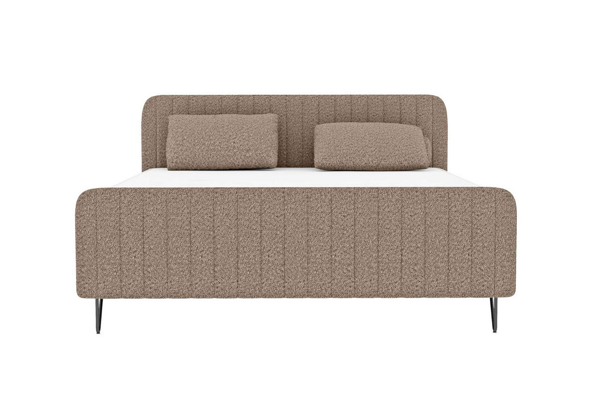 BOXSPRINGBETT LUCIO Bouclé-Stoff Taupe 160/200 cm - Taupe/Schwarz, Textil/Metall (160/200cm) - 99rooms