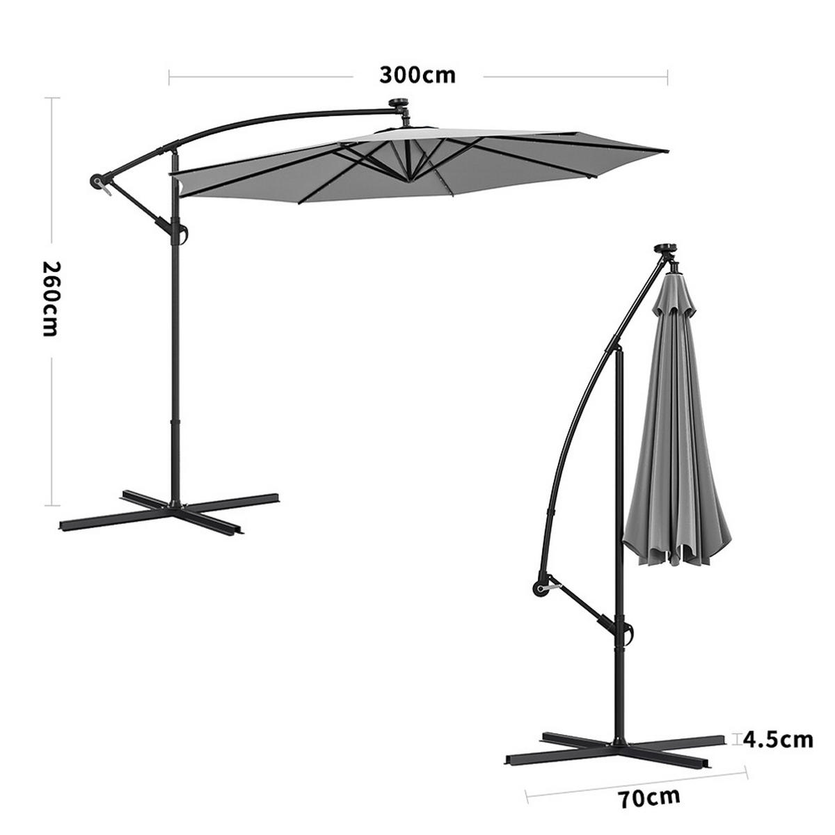 AMPELSCHIRM mit den Kreuzständer aus Polyester Metall in Dunkelgrau drehbar 360° neigbar 60° 3 x 2.6m - Dunkelgrau, Metall (300/240cm) - Livingandhome
