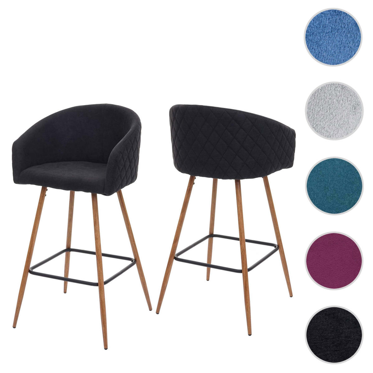 BARHOCKER Anthrazit 2er-Set - Anthrazit, Textil (53/100/50cm) - MCW