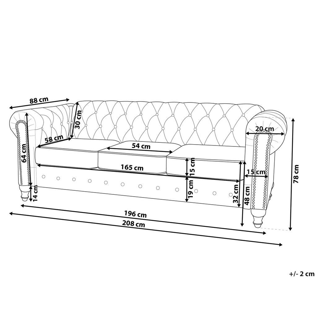 Thumbnail - Beliani 3-Sitzer-Sofa, Dunkelbraun, Kunststoff, 208x78x88 cm, Wohnzimmer, Sofas & Couches, Sofas, 3-Sitzer Sofas