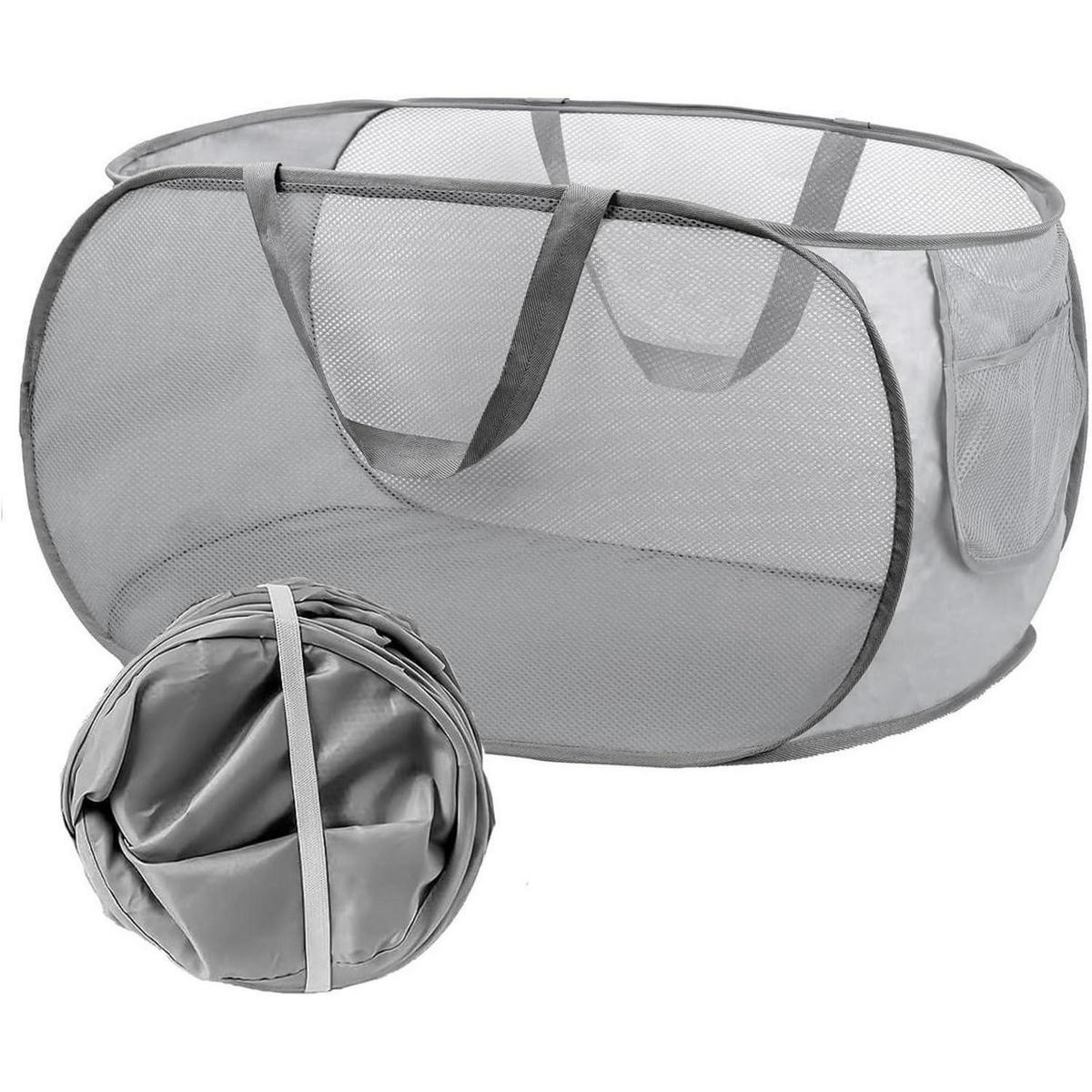 WÄSCHEKORB Pop Up 2-teiliges Set Grau 36 x 36 x 58 cm - Grau, Textil (6/2/11cm)