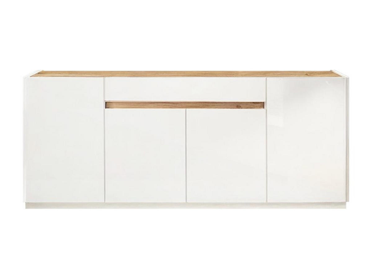 SIDEBOARD mit 4 Türen & 1 Schublade - Weiß & Holzfarben - EMORA - Naturfarben, Holz (40/87/205cm) - Vente-Unique
