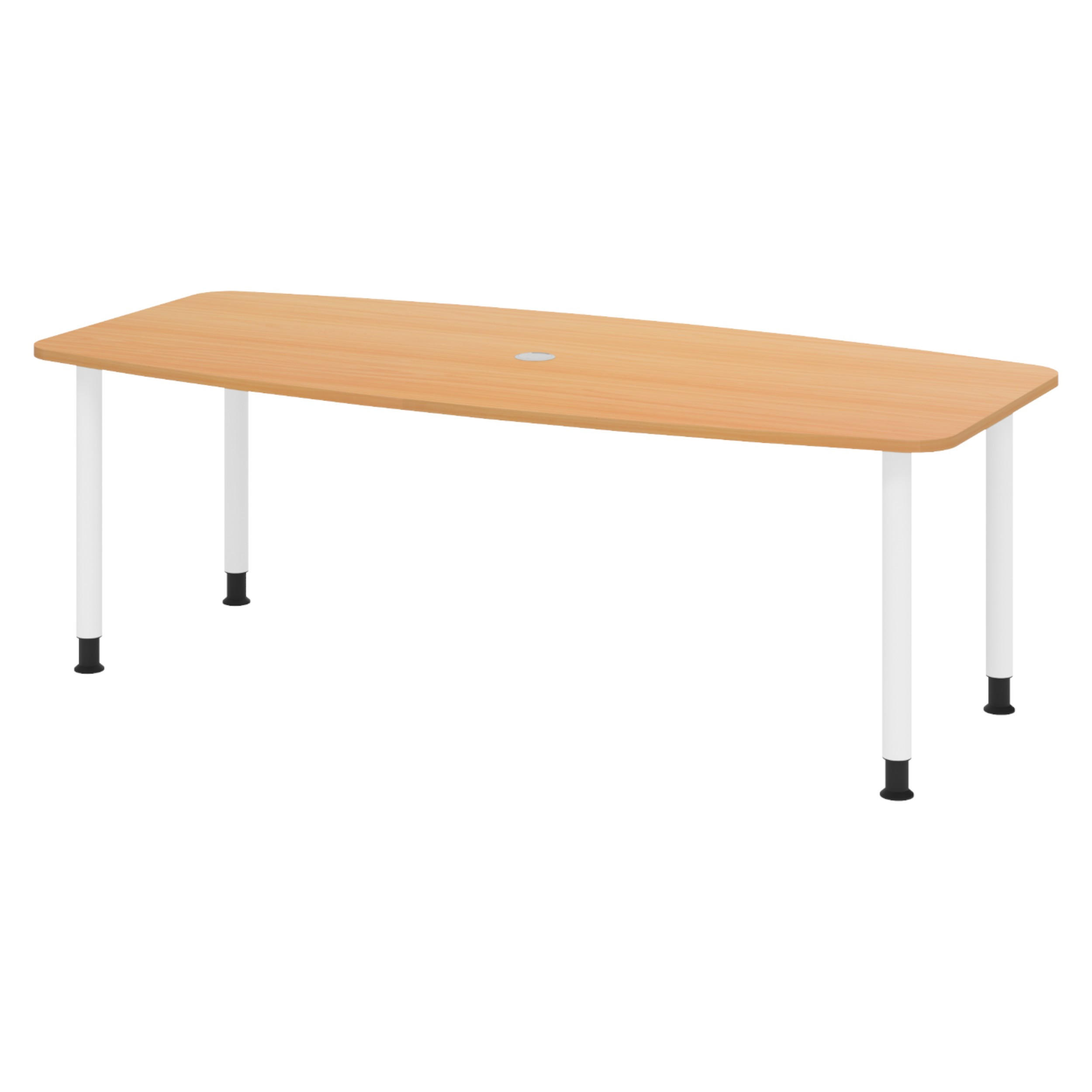 bümö Konferenztisch Buche, Weiß 220x74x103 cm