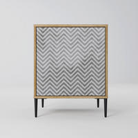 SIDEBOARD CONCRETE ZIG ZAG, Eichefarben, 57,5x42x72,5 cm, Schwarze Metallfüße - Eichefarben/Multicolor, Holzwerkstoff/Metall (57.5/72.5/42cm) - SpaceRebels