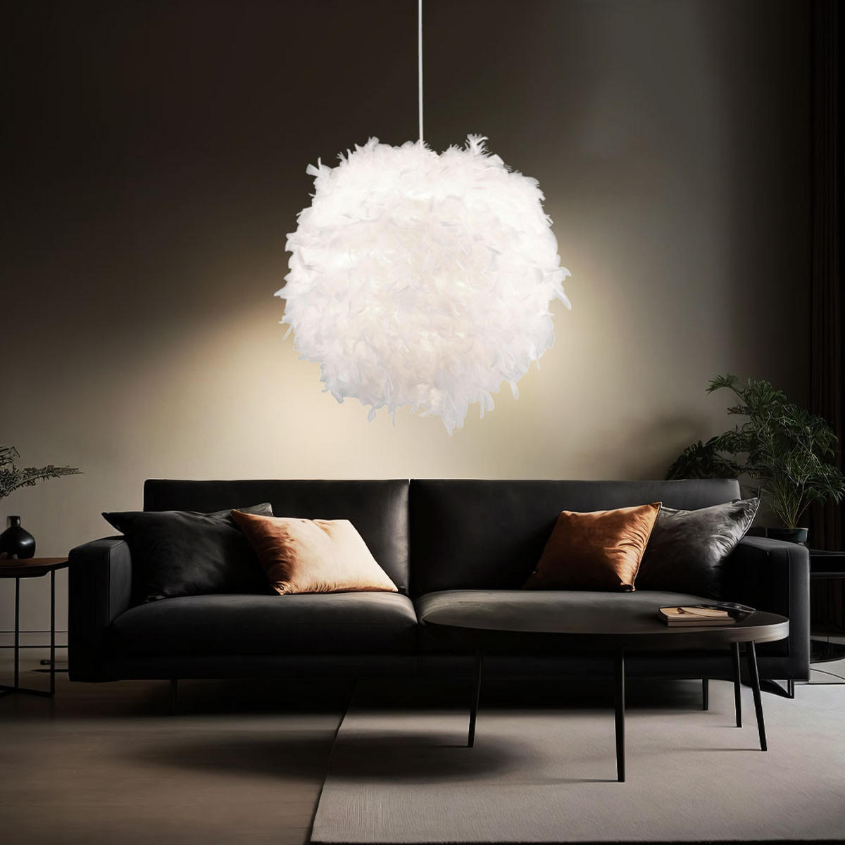 HÄNGELEUCHTE KATUNGA Federn Weiß - Weiß, Metall (45/45/120cm) - Globo Lighting
