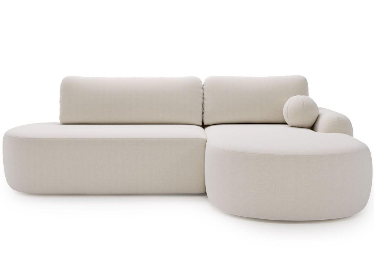 ECKSOFA Aurio O Bouclé-Stoff Weiß Rechts - Weiß, Holz/Textil (271/177cm) - Graingold