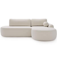 ECKSOFA Aurio O Bouclé-Stoff Weiß Rechts - Weiß, Holz/Textil (271/177cm) - Graingold