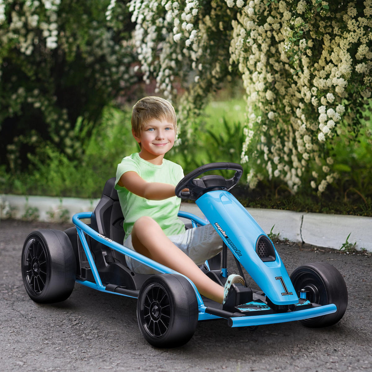 KINDER Elektro Gokart - Blau, Kunststoff/Metall (115/77/54cm) - HOMCOM