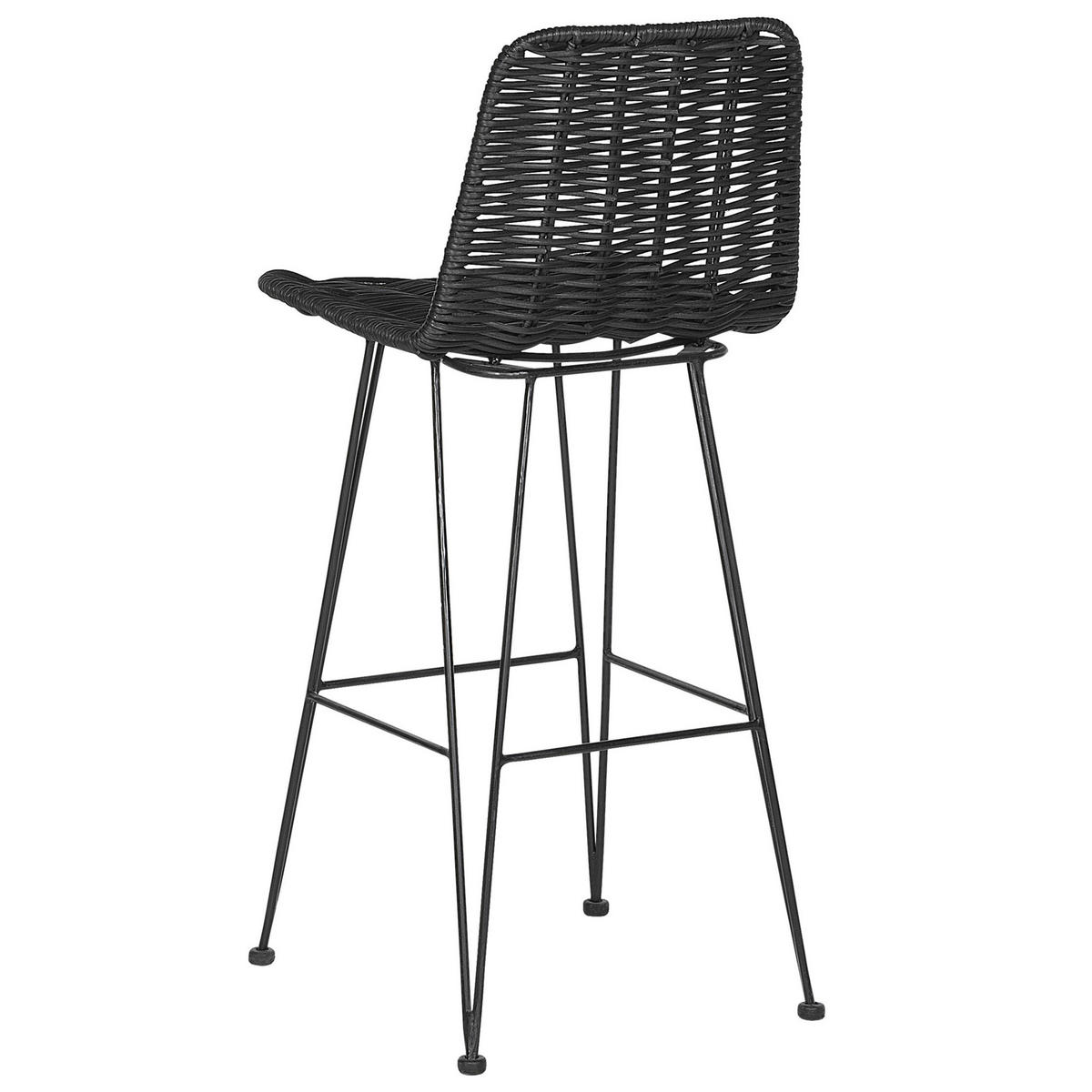 BARHOCKER 2er-Set Rattan Schwarz Cassita - Schwarz, Naturmaterialen/Metall (43/103/47cm) - Beliani