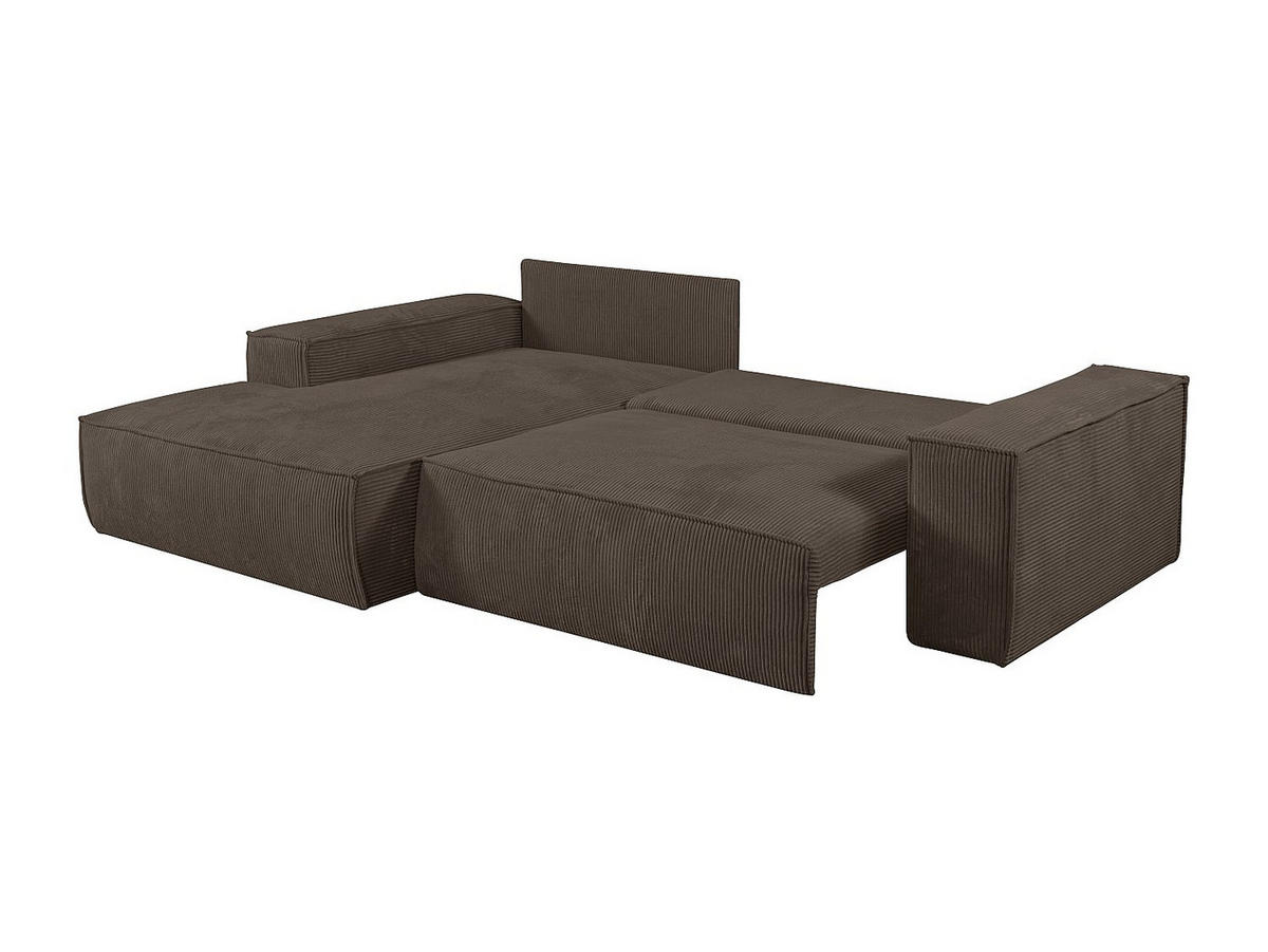 ECKSOFA mit Schlaffunktion - Ecke Links - Cord - Braun - AMELIA - Dunkelbraun, Textil (267/167cm) - Vente-Unique