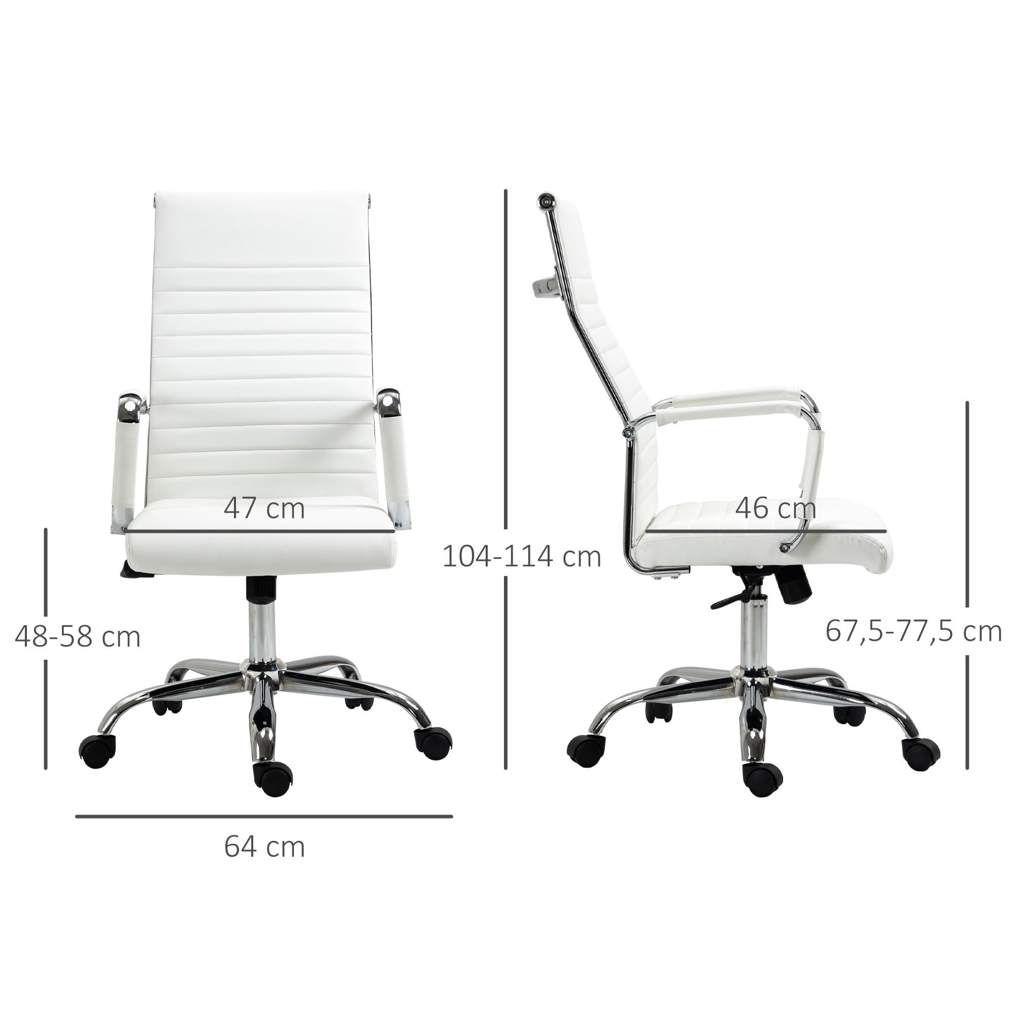 Thumbnail - Vinsetto Bürostuhl, Weiß, Leder, 62x114x54 cm, Arbeitszimmer, Bürostühle, Drehstühle