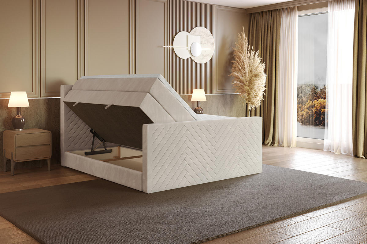 BOXSPRINGBETT mit Matratze und Lattenrost - VEXA-Z KING-160x200 - Beige Casablanca - Beige, Holzwerkstoff (160/200cm) - ALTDECOR