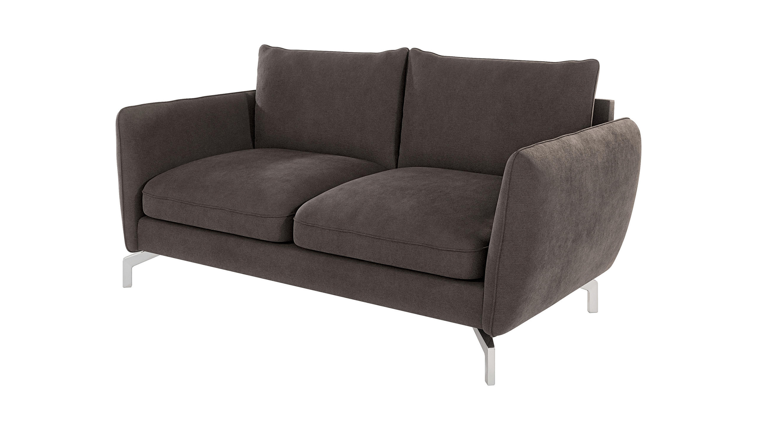2-SITZER-SOFA Elou Braun - Khaki Microfaser - Chromfarben/Dunkelbraun, Holz/Textil (172/87/92cm) - S-Style Möbel
