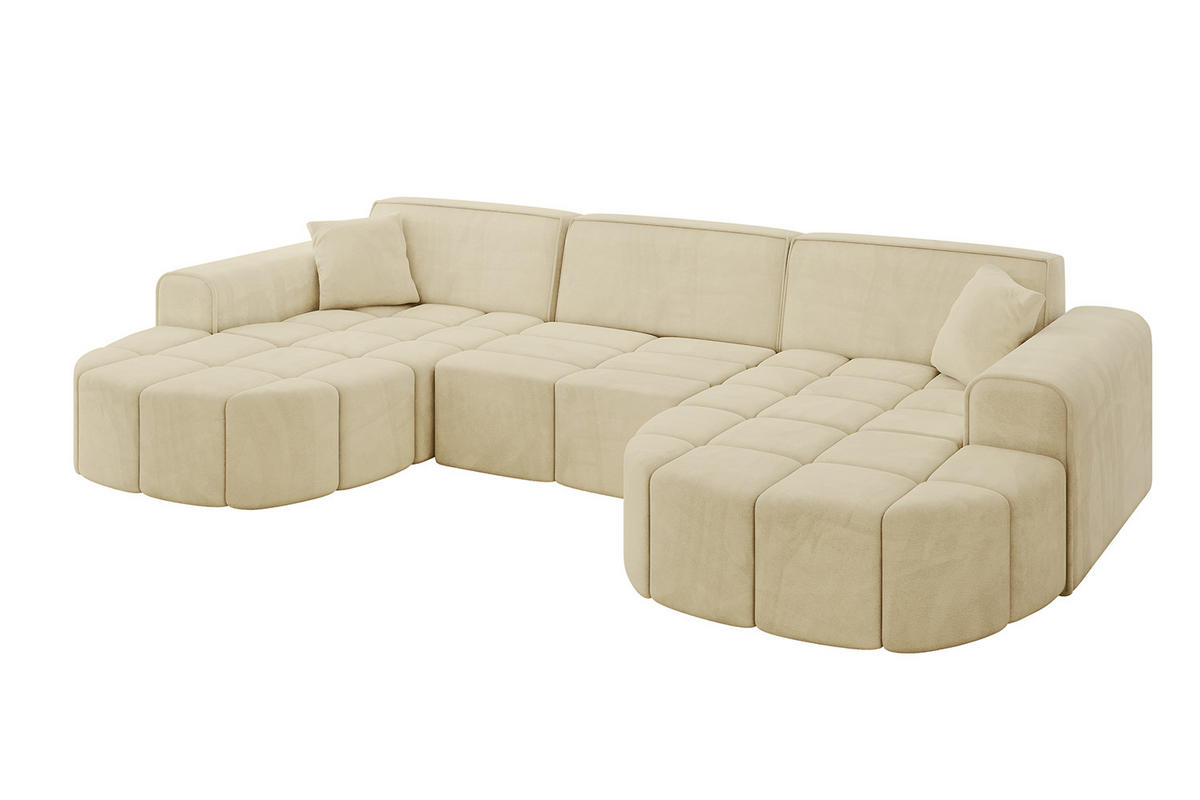 WOHNLANDSCHAFT LIVO-U1 - 315x173x79,5 cm Beige - Beige, Holzwerkstoff/Textil (315/79/173cm) - ALTDECOR