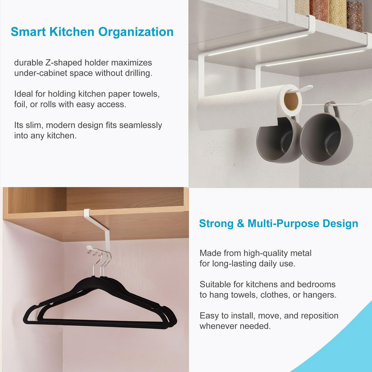 PAPIERROLLENHALTER (2-tlg. Set) - Weiß, Metall (1.1/10/26cm) - Intirilife