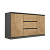 KOMMODE : 3 Schubladen und 2 Türen, Farbe: Anthrazit / Lancelot-Eiche, 140 x 79 x 39 cm - Eichefarben/Grau, Holzwerkstoff (138/78/39cm) - 3XE LIVING