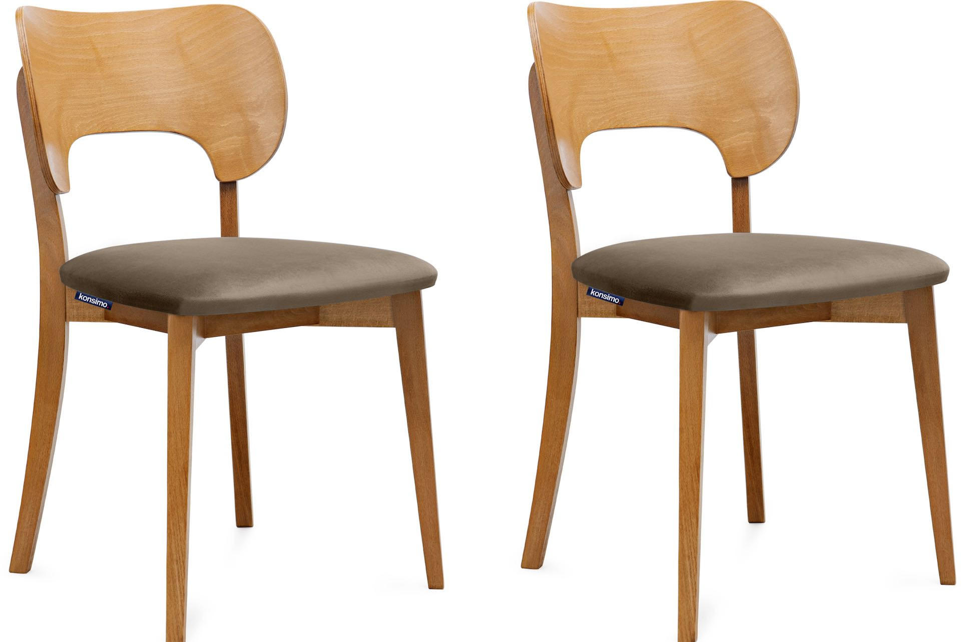 ESSZIMMERSTÜHLE LYCO (2er-Set), beige / Eiche hell - Eichefarben/Beige, Holz/Buchenholz (47/81/45cm) - KONSIMO®