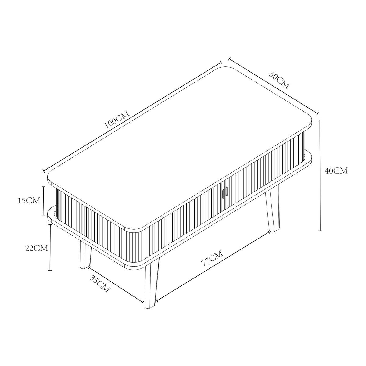 COUCHTICH Tysvær 100/50/40 cm - Creme, Holz/Holzwerkstoff (50/100/40cm) - [en.casa]