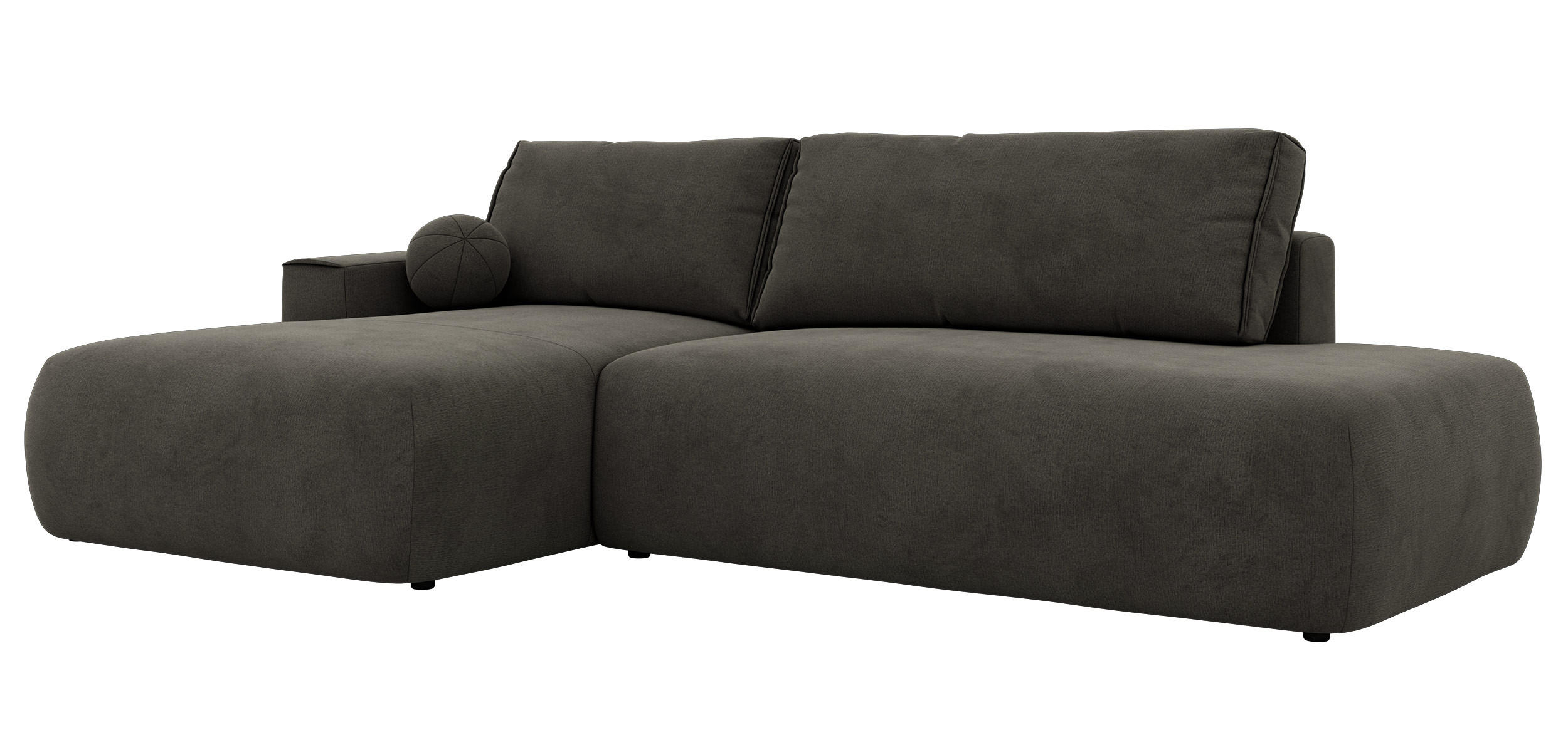 ROHOVÁ SEDAČKA TAREN L Šedá Samet - ľavá strana - čierna/tmavosivá, textil/plast - MKS