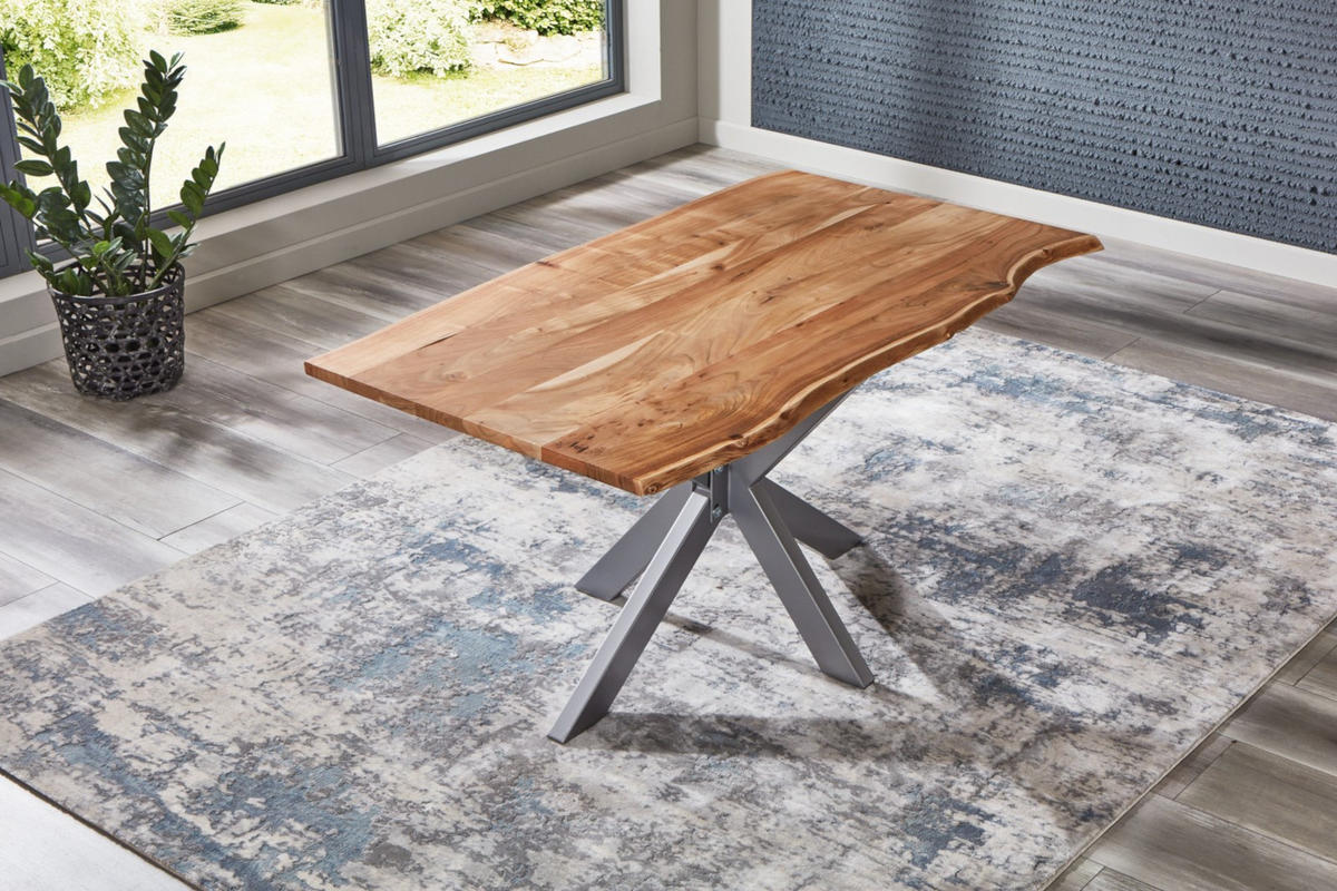 ESSTISCH BENNI - Beige/Silberfarben, Holz/Metall (90/180/77cm) - SAM