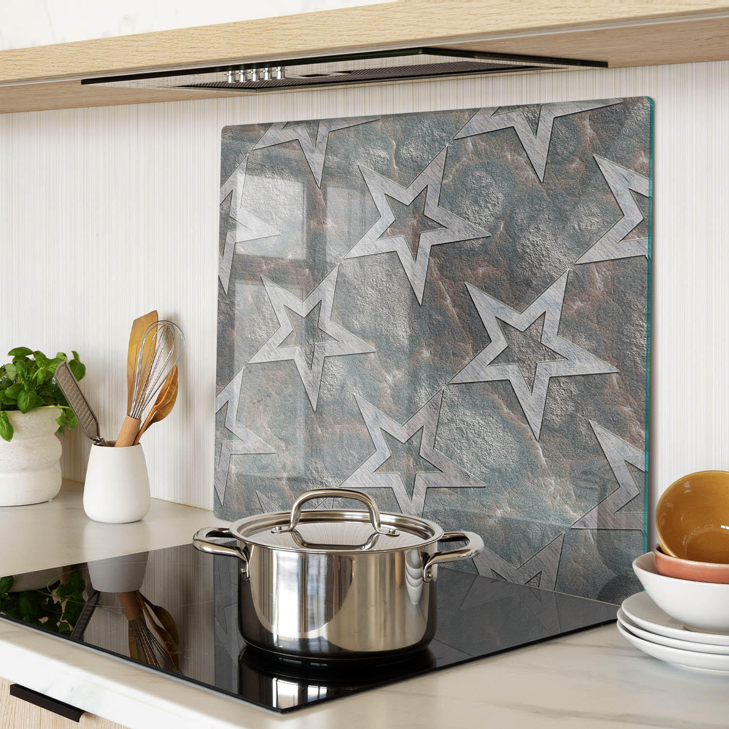 GLASPLATTE 60x52 cm Steinsterne - Braun, Glas (60/0.4/52cm) - TULUP